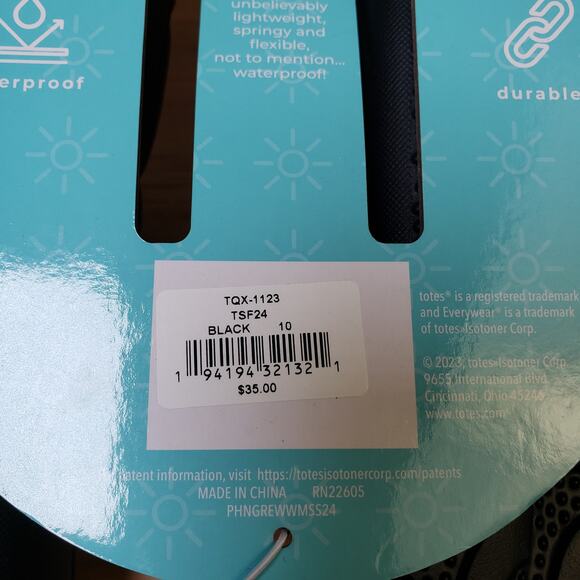 Totes Womens 10 Everywear Puffy Slide Sandals Solid Black Lightweight Waterproof - Picture 5 of 7